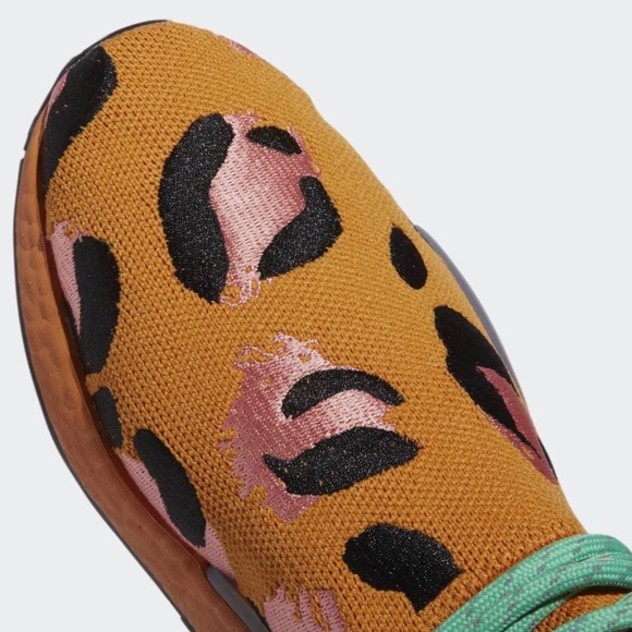 adidas Orange Leopard Print Athletic Shoes with Mint Laces | Pharrell Williams main image 4